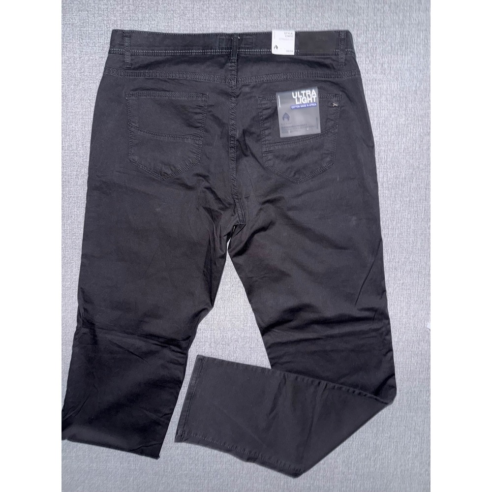 NEW Brax Feel Good Style Cadiz Ultra Light Mens Black Straight Leg Pants 35x34